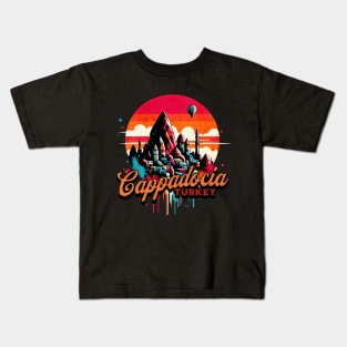Cappadocia Turkey Vibrant Retro Design Kids T-Shirt